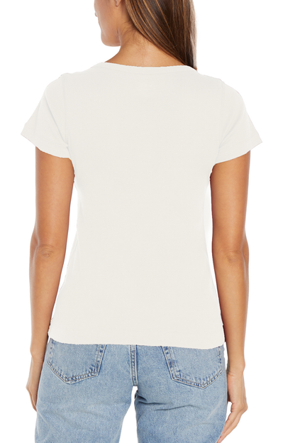 Short Sleeve Round Neck Tee | Egret