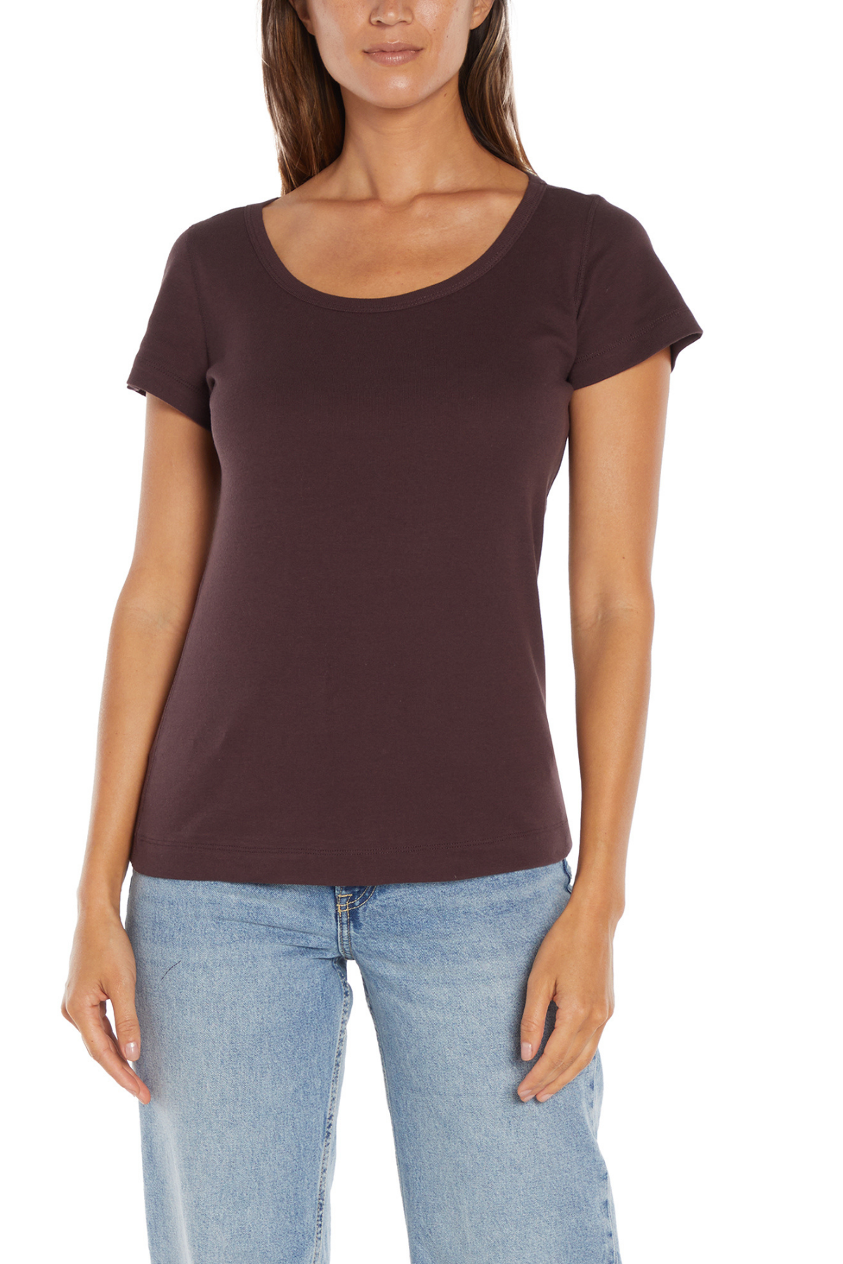 Short Sleeve Round Neck Tee | Chocolate Plum