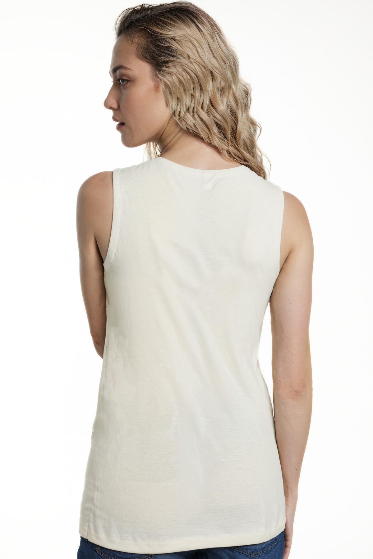 Ribbed Crew-Neck Tank | Egret