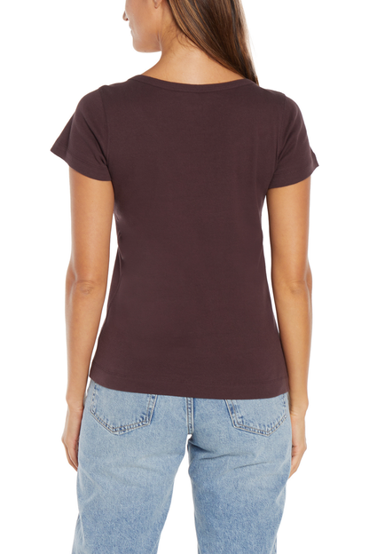 Short Sleeve Round Neck Tee | Chocolate Plum