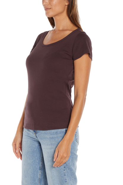 Short Sleeve Round Neck Tee | Chocolate Plum