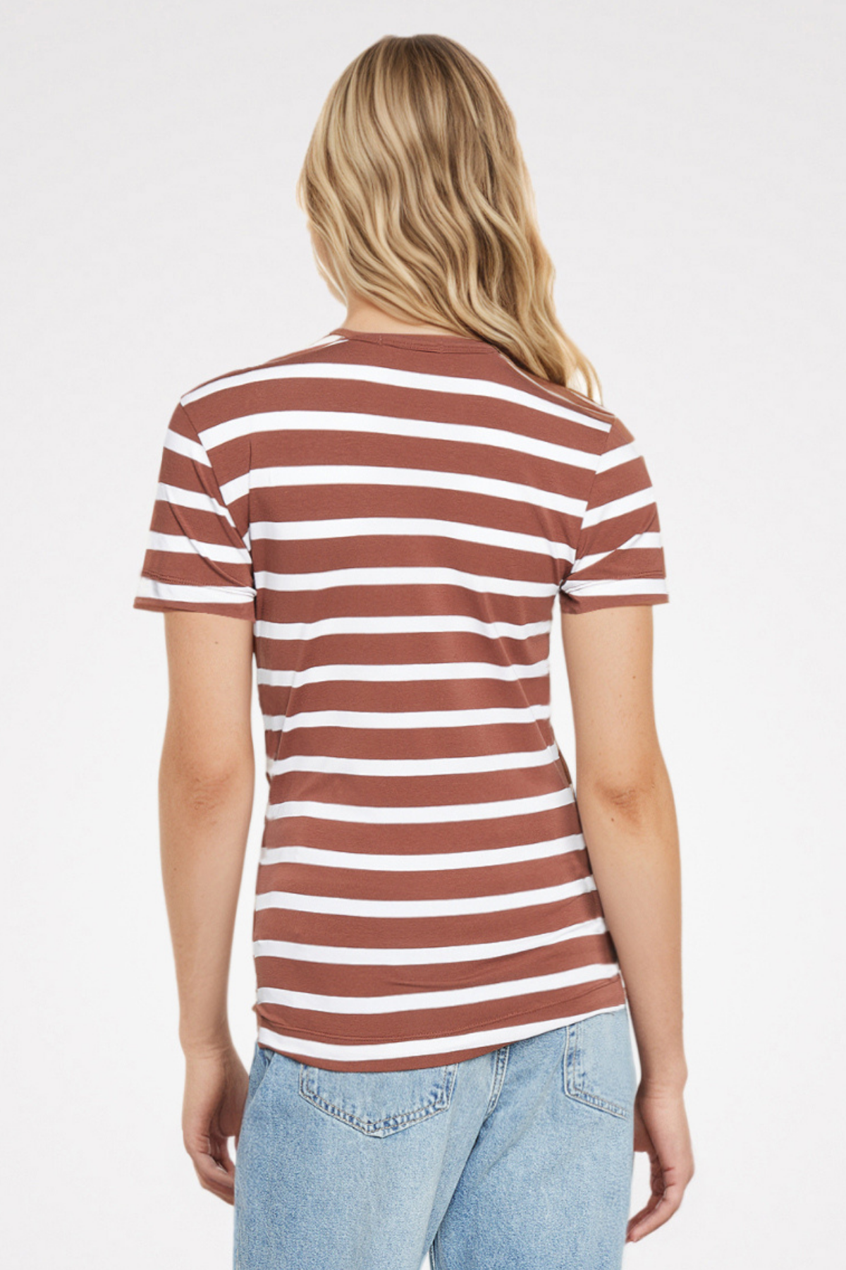 Jersey Crew-Neck Short Sleeve Tee | Brunette Classic Stripe