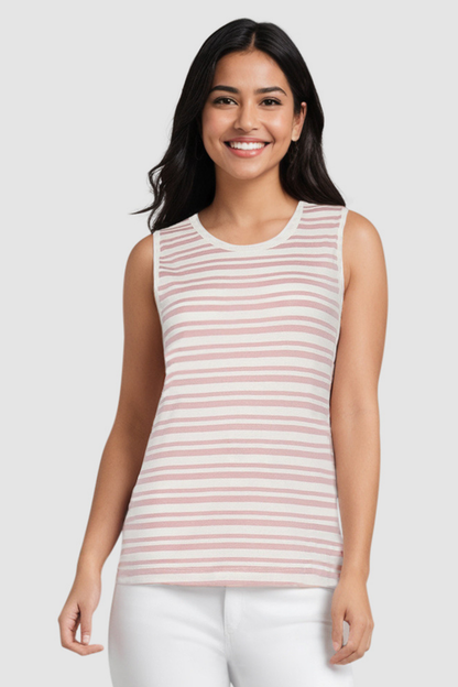 Ribbed Crew-Neck Tank | Zephyr Mature Stripes