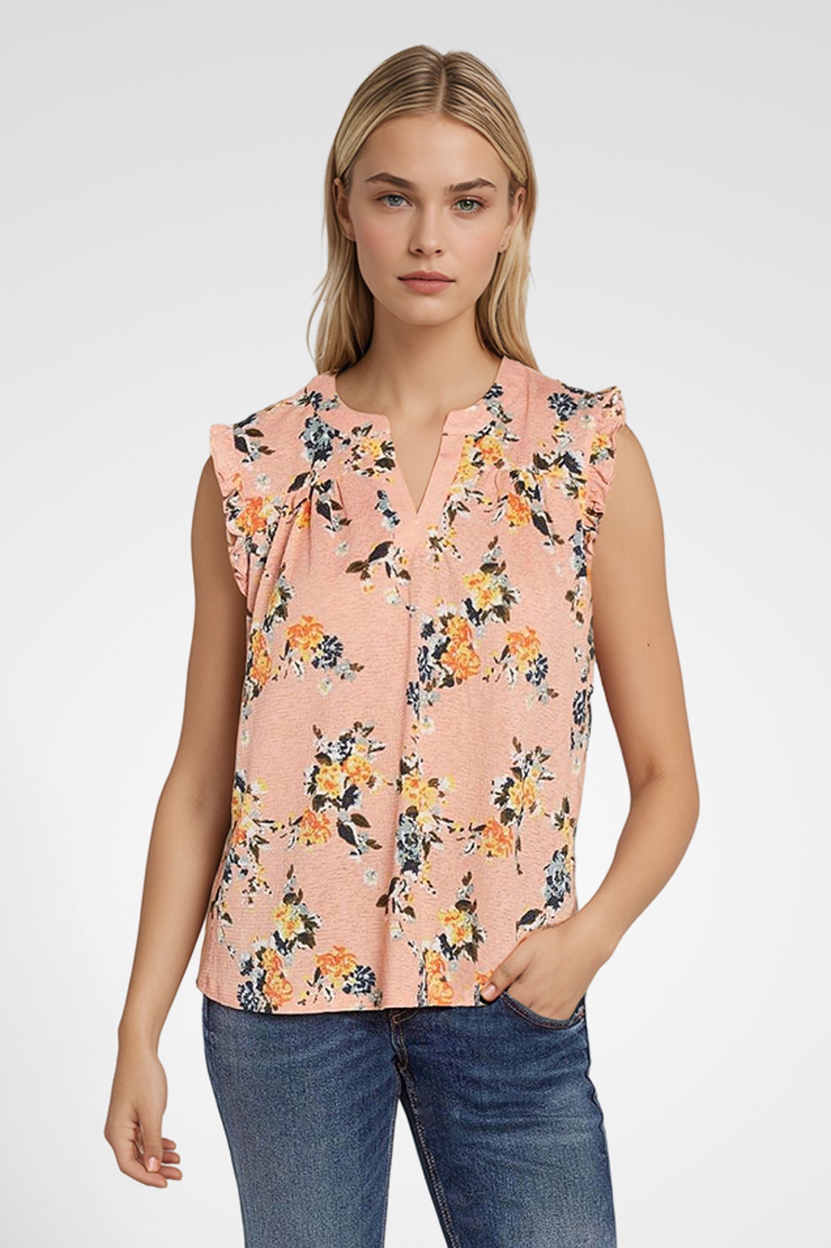 Caitlin Mandarin Short Sleeve Top