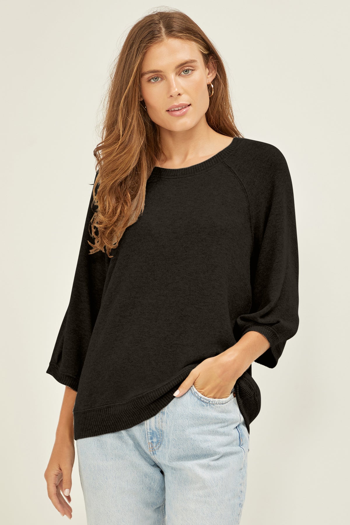 Short Sleeve Raglan Sweatshirt | Black