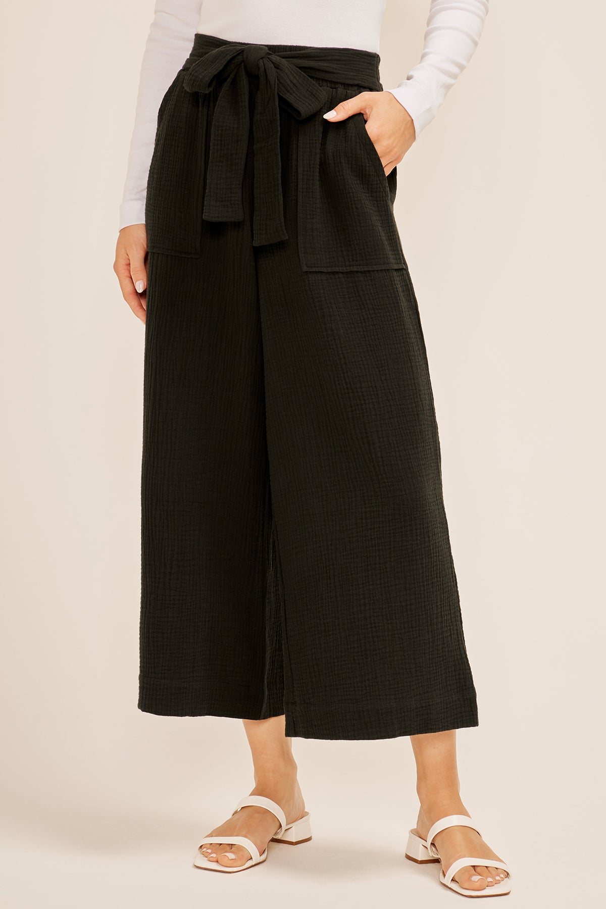 Double Gauze Wide Crop Pants