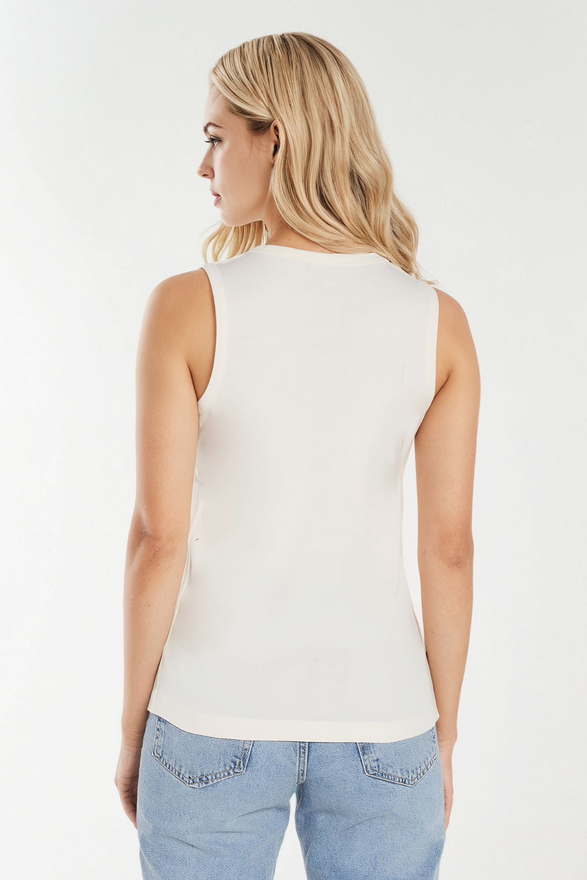 Ribbed Crew-Neck Tank | Egret