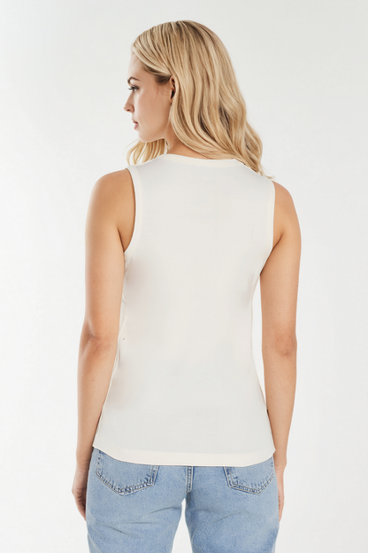 Ribbed Crew-Neck Tank | Egret