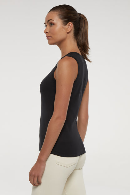 Ribbed Crew-Neck Tank | Black