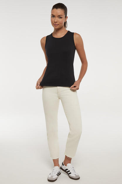 Ribbed Crew-Neck Tank | Black