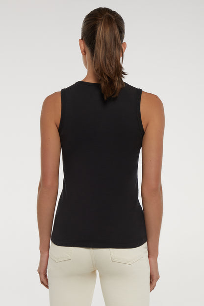 Ribbed Crew-Neck Tank | Black