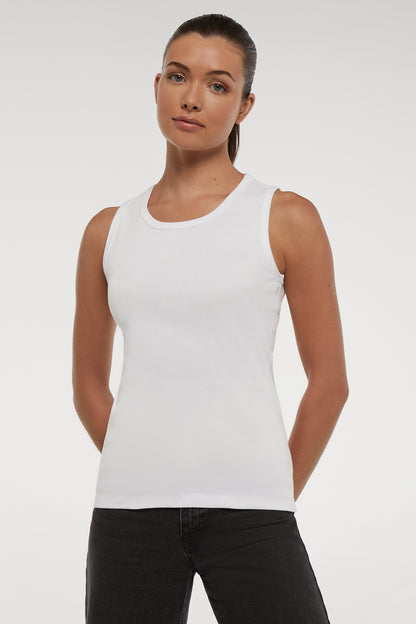 Ribbed Crew-Neck Tank | White