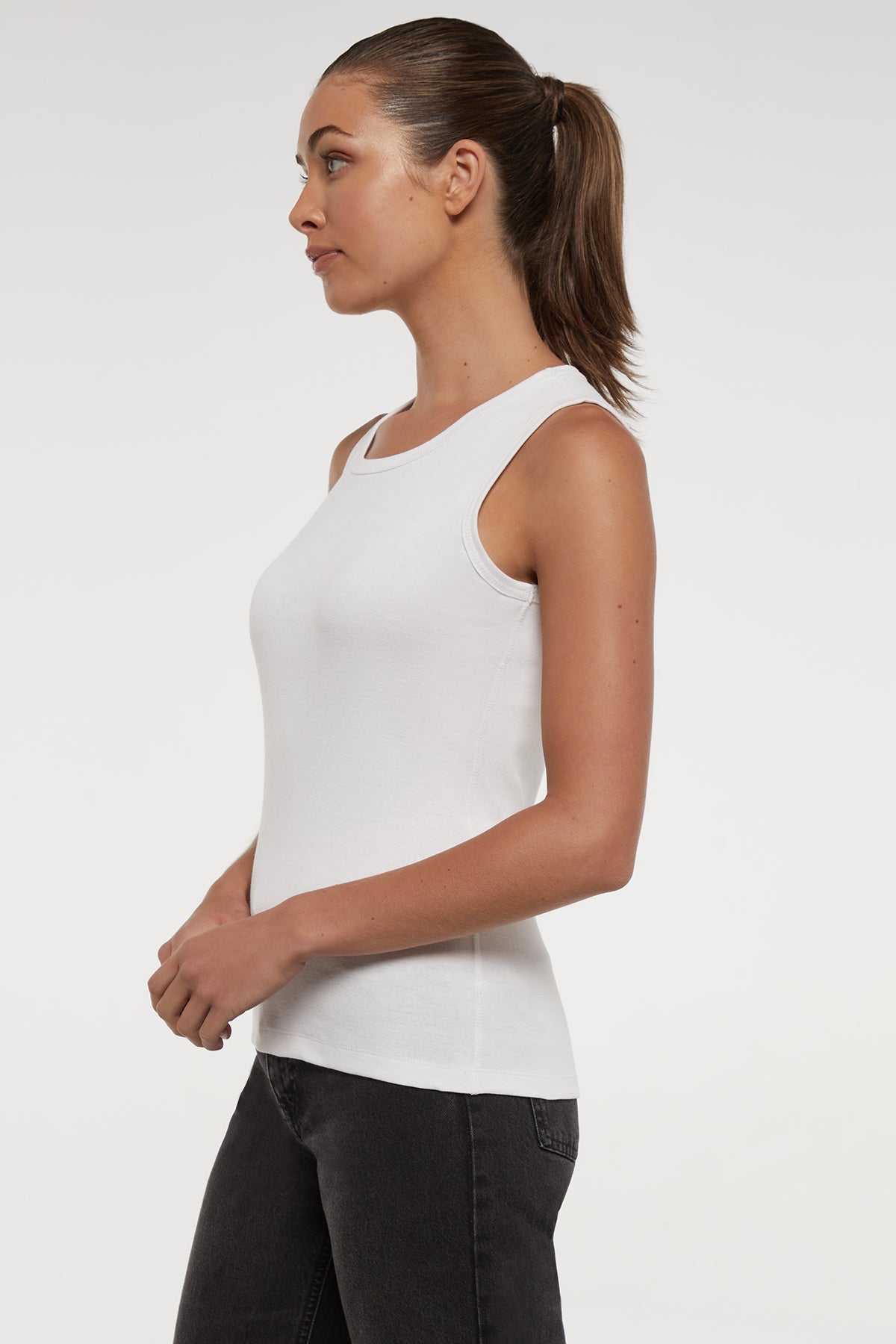 Ribbed Crew-Neck Tank | White