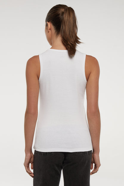 Ribbed Crew-Neck Tank | White