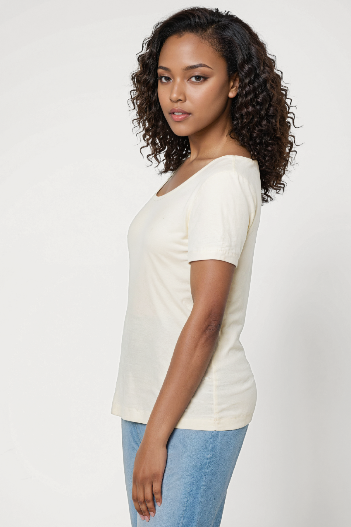 Short Sleeve Round Neck Tee | Egret