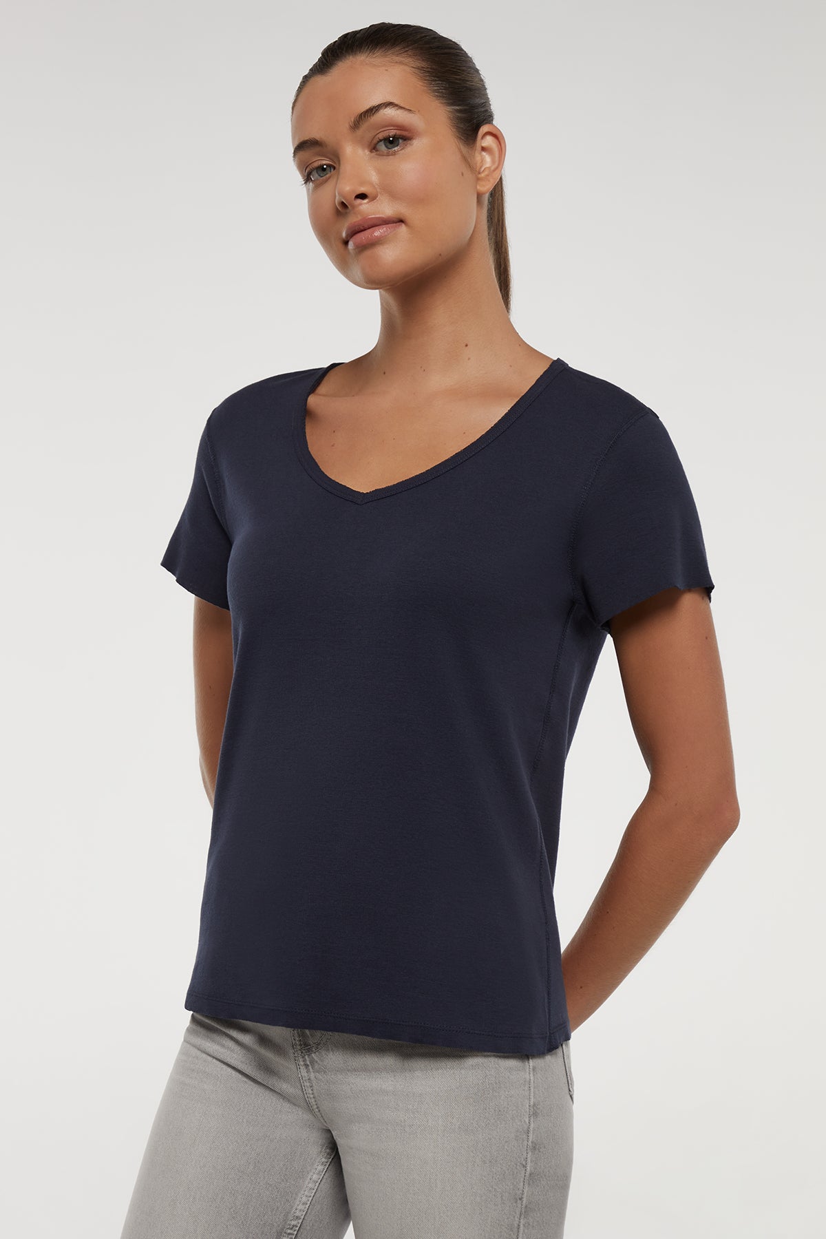 V-Neck Short Sleeve Tee | Navy