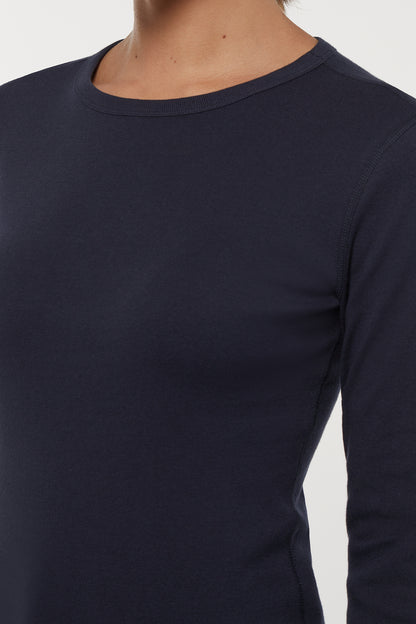 Ribbed Crew-Neck Long Sleeve Tee | Navy