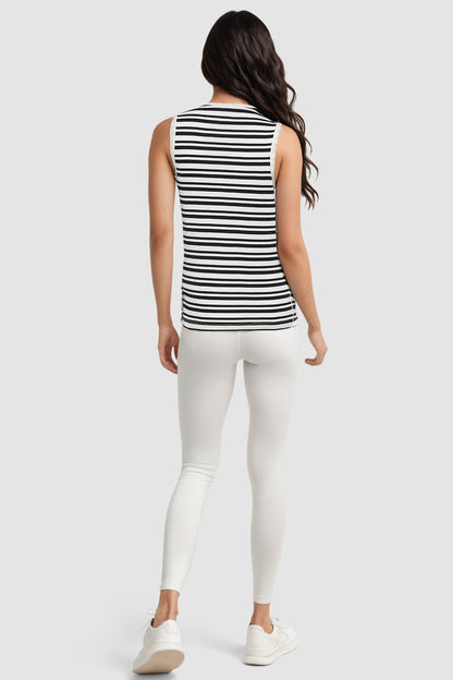 Ribbed Crew-Neck Tank | Black Beauty Mature Stripes