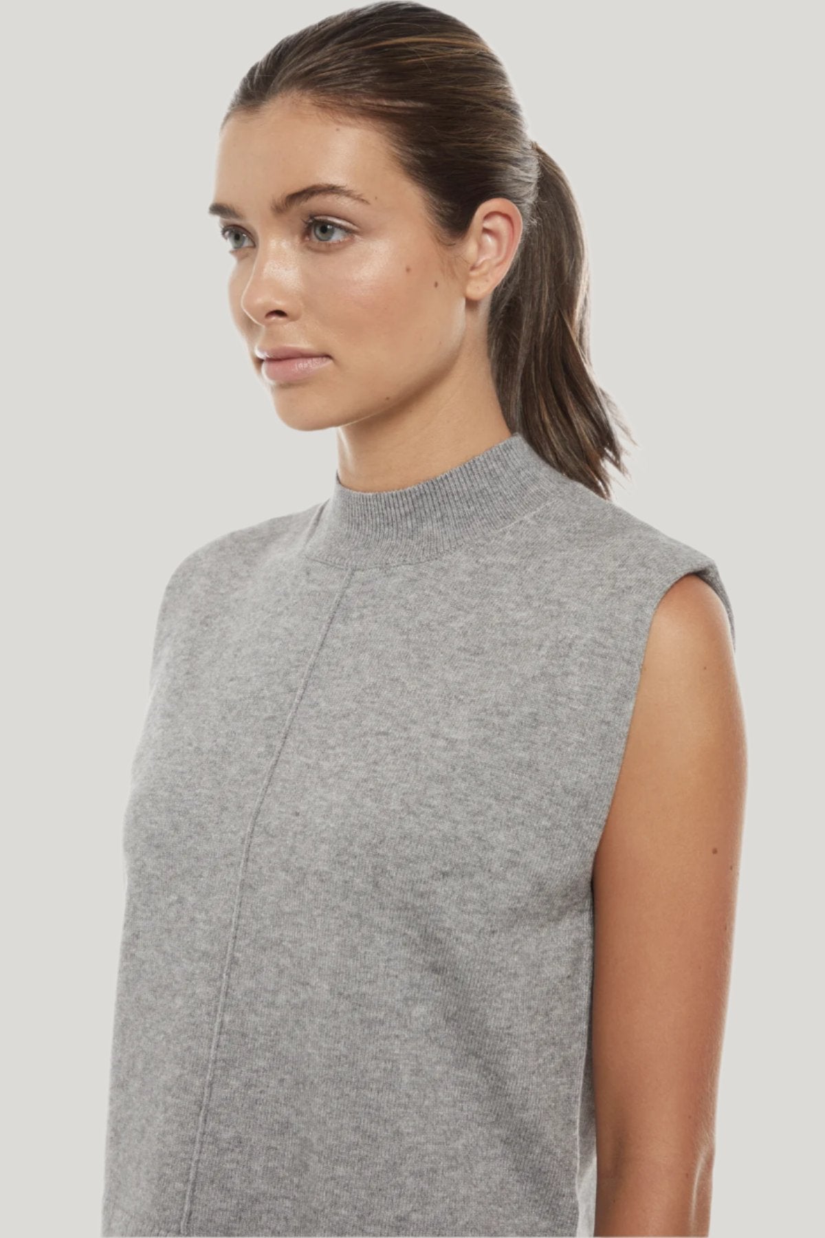 Kate Turtleneck Tank | Heather Grey