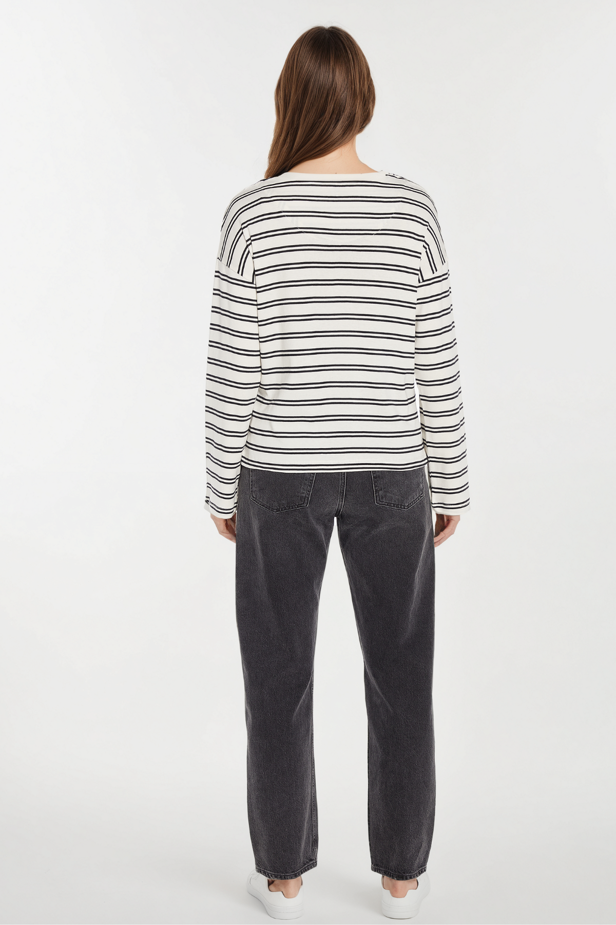 Rumi Long Sleeve Tee | Egret Black Beauty Stripe