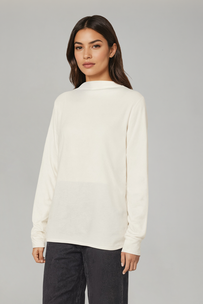 Ramy Pleated Long Sleeve Tee | Egret