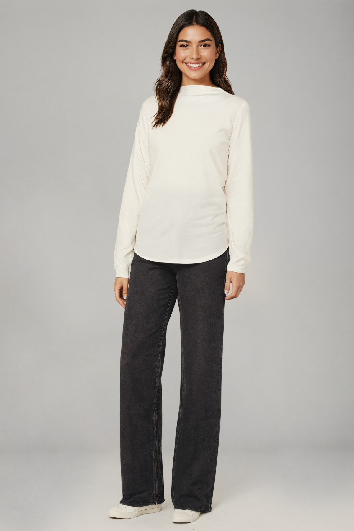 Ramy Pleated Long Sleeve Tee | Egret