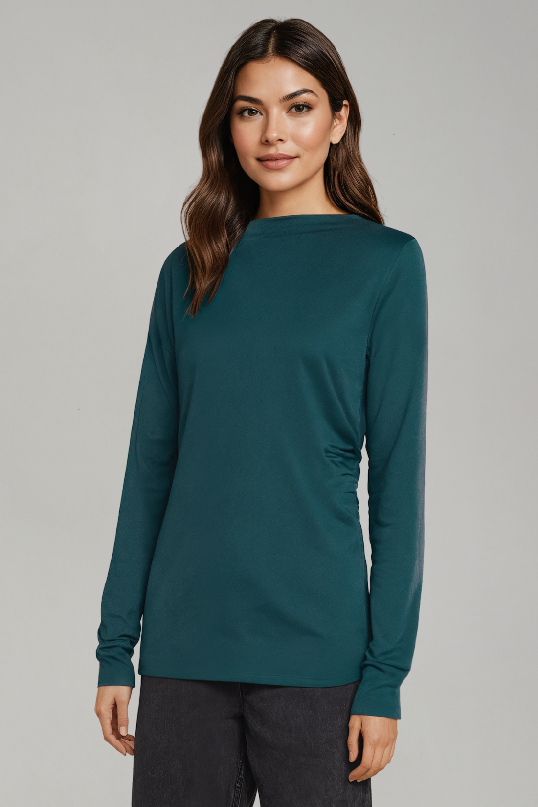 Ramy Pleated Long Sleeve Tee | Sea Moss