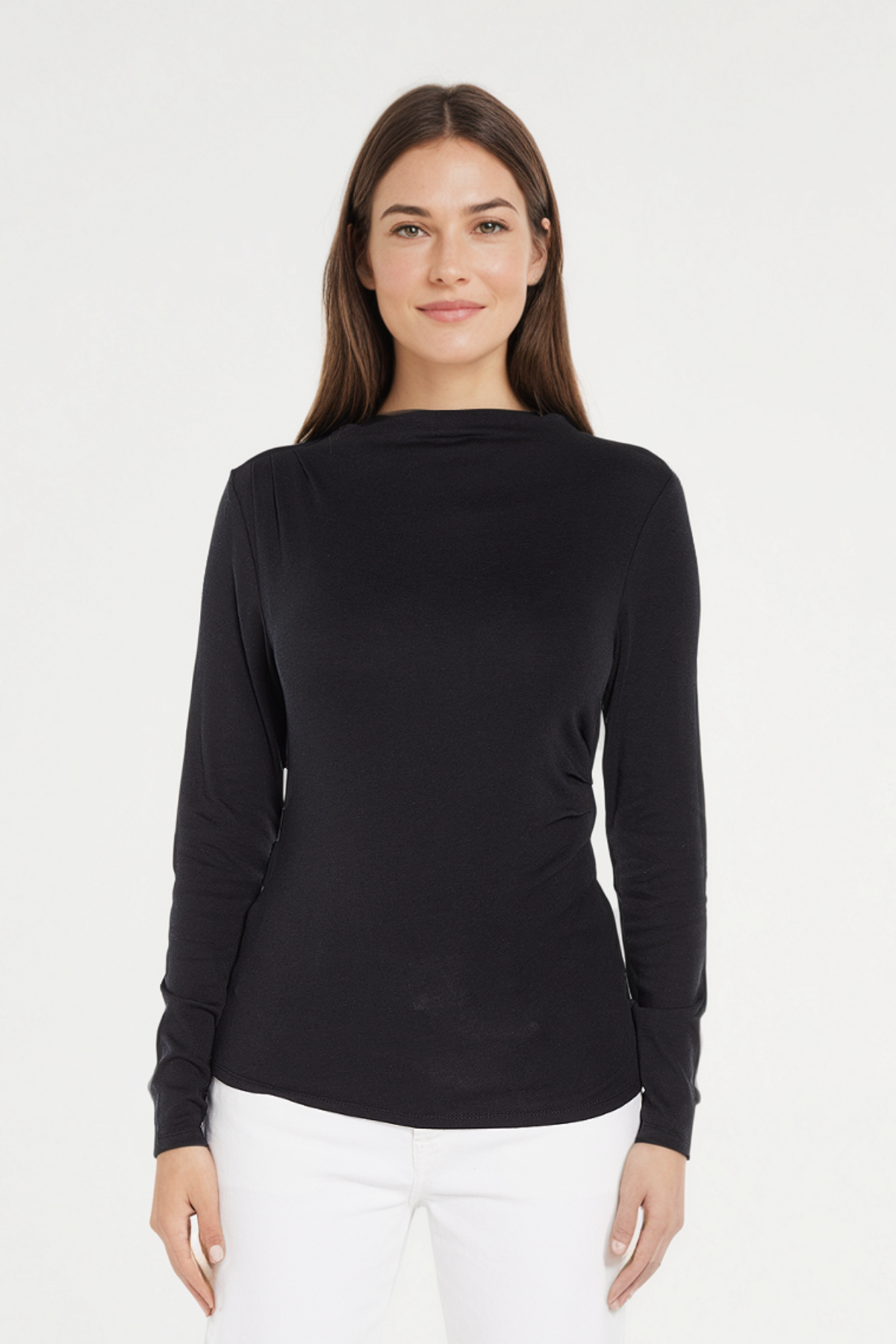 Ramy Pleated Long Sleeve Tee | Anthracite