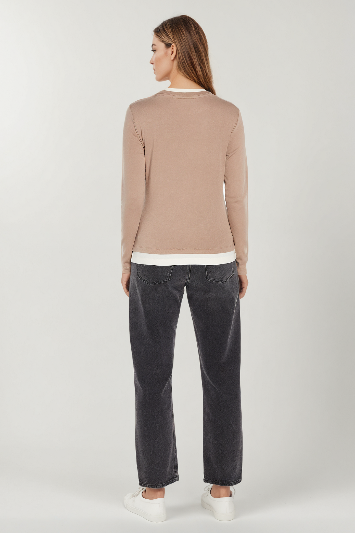 Veronica Layered Long Sleeve Tee | Taupe Gray