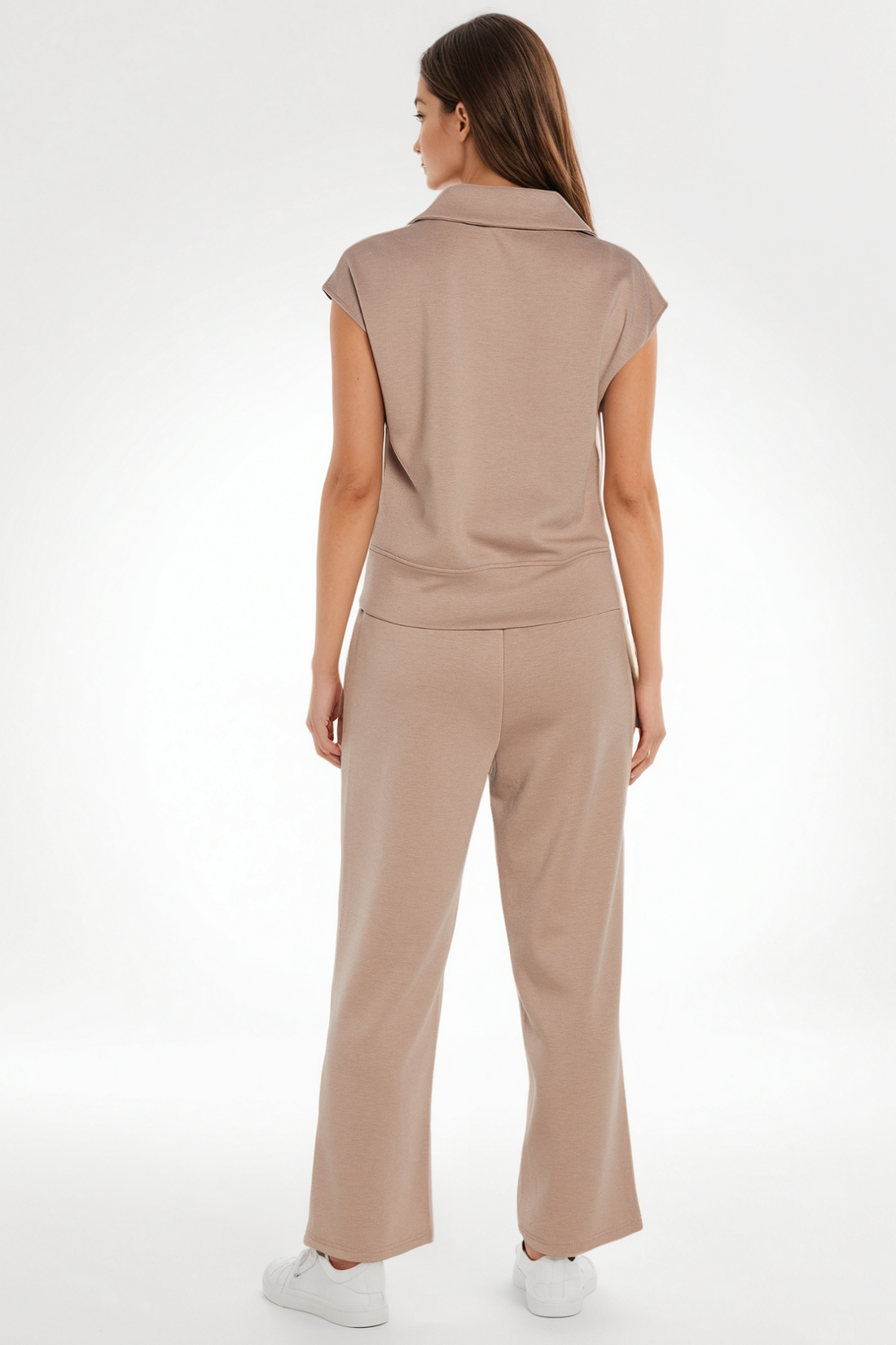 Aria Mock Neck Top | Taupe Gray