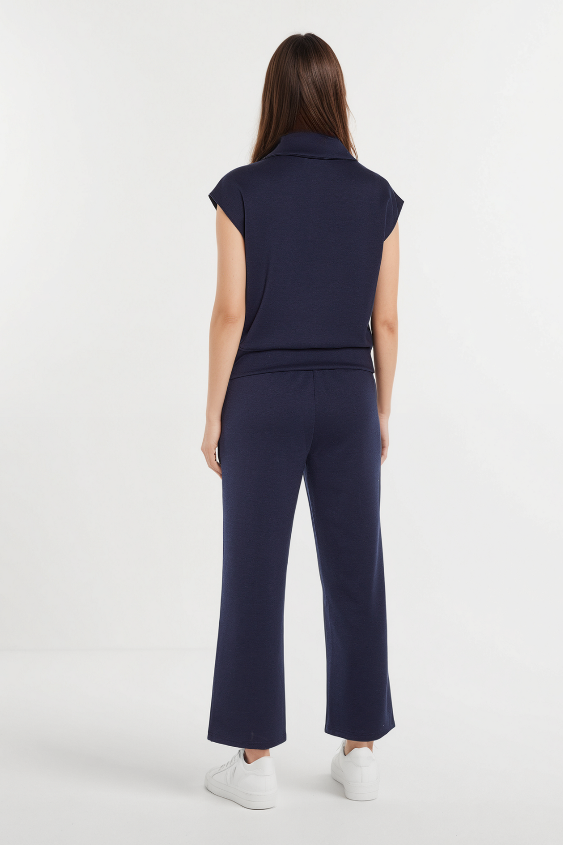 Aria Mock Neck Top | Navy