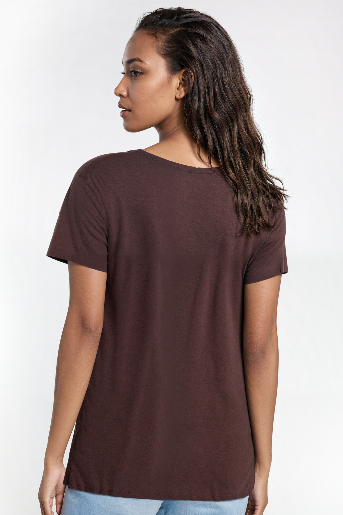 V-Neck Short Sleeve Tee | Chocolate Plum