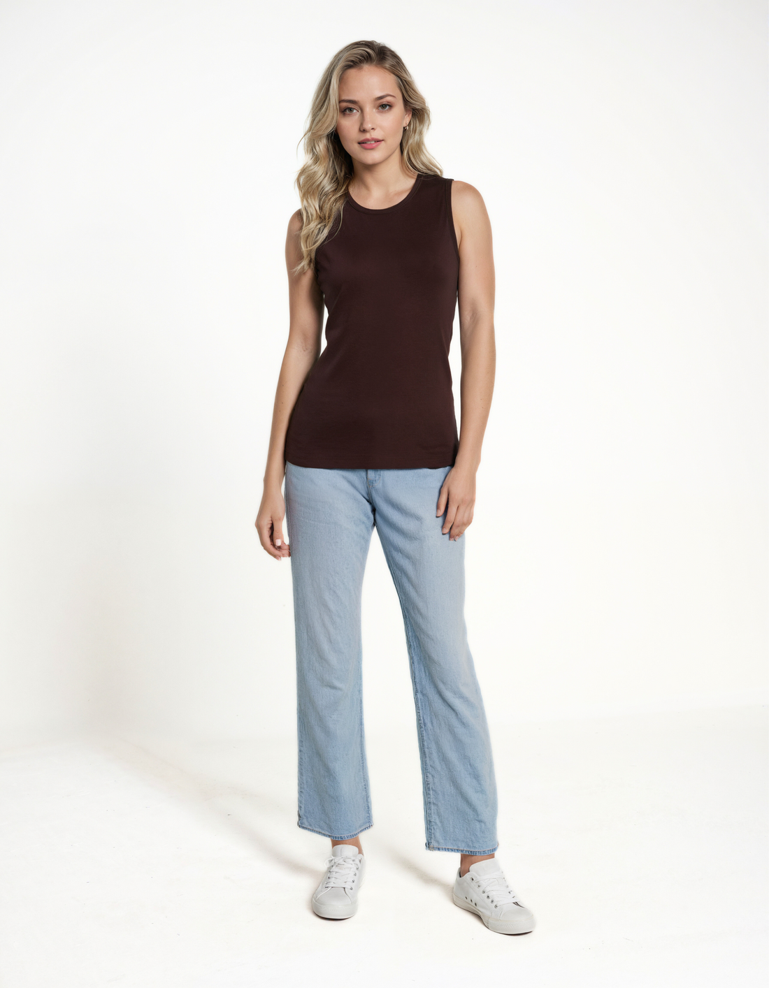 Ribbed Crew-Neck Tank | Chocolate Plum