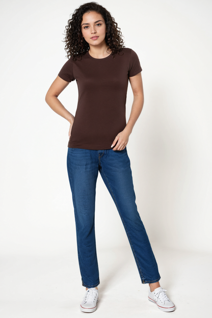 Crew-Neck Short Sleeve Tee | Chocolate Plum