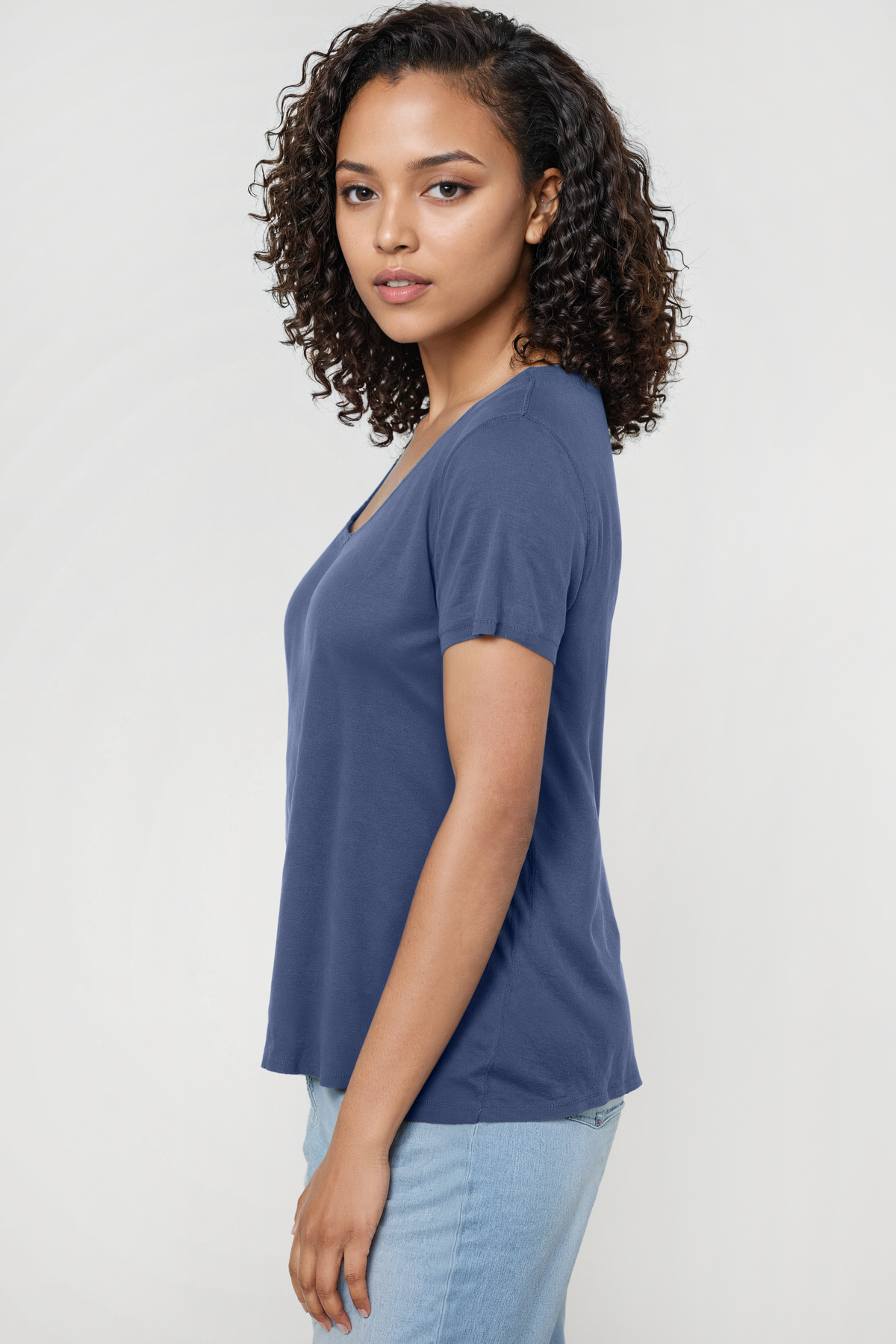 V-Neck Short Sleeve Tee | Partly Cloudy