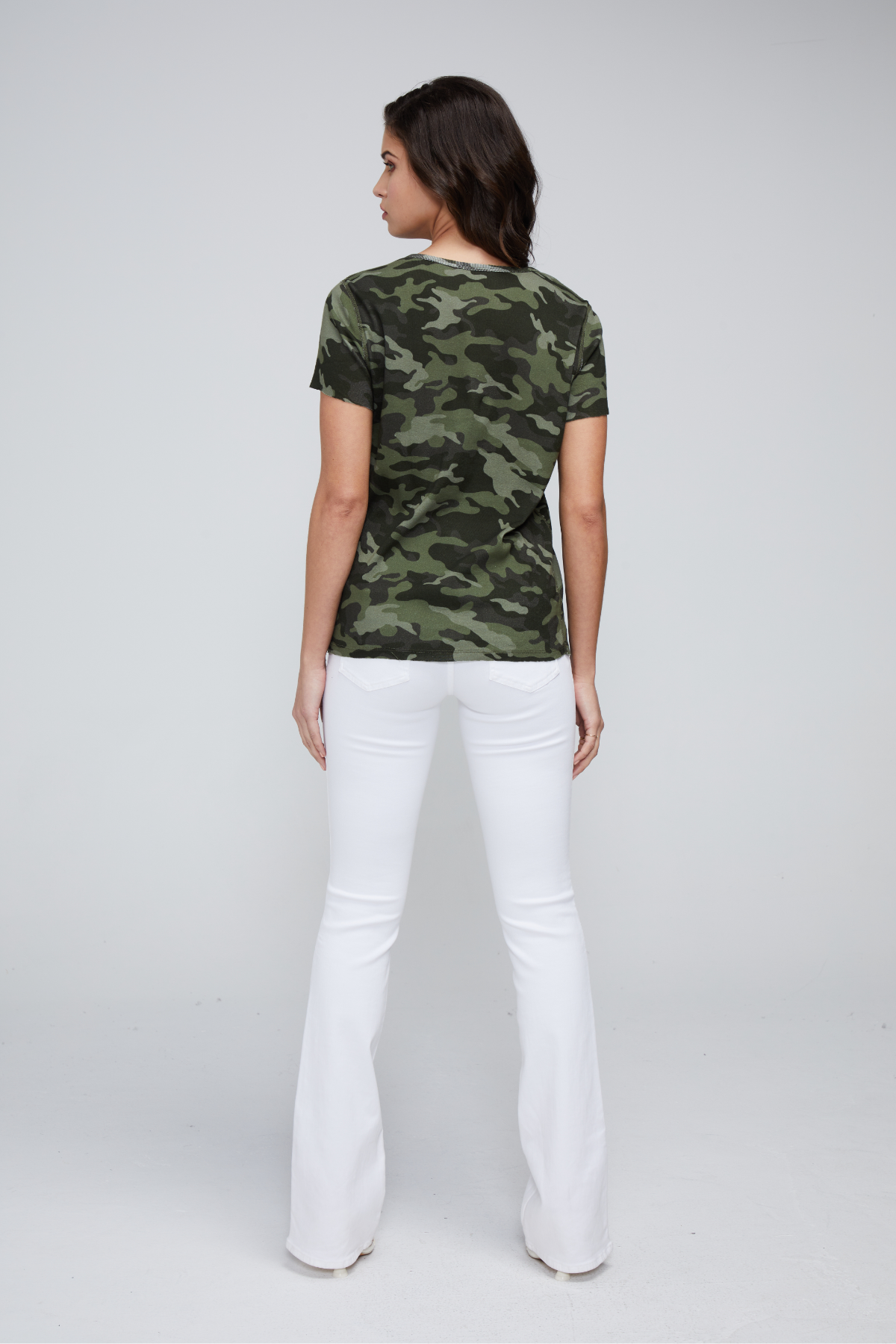 V-Neck Short Sleeve Tee | Forest Night Camo