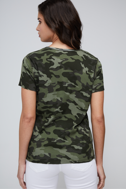 V-Neck Short Sleeve Tee | Forest Night Camo