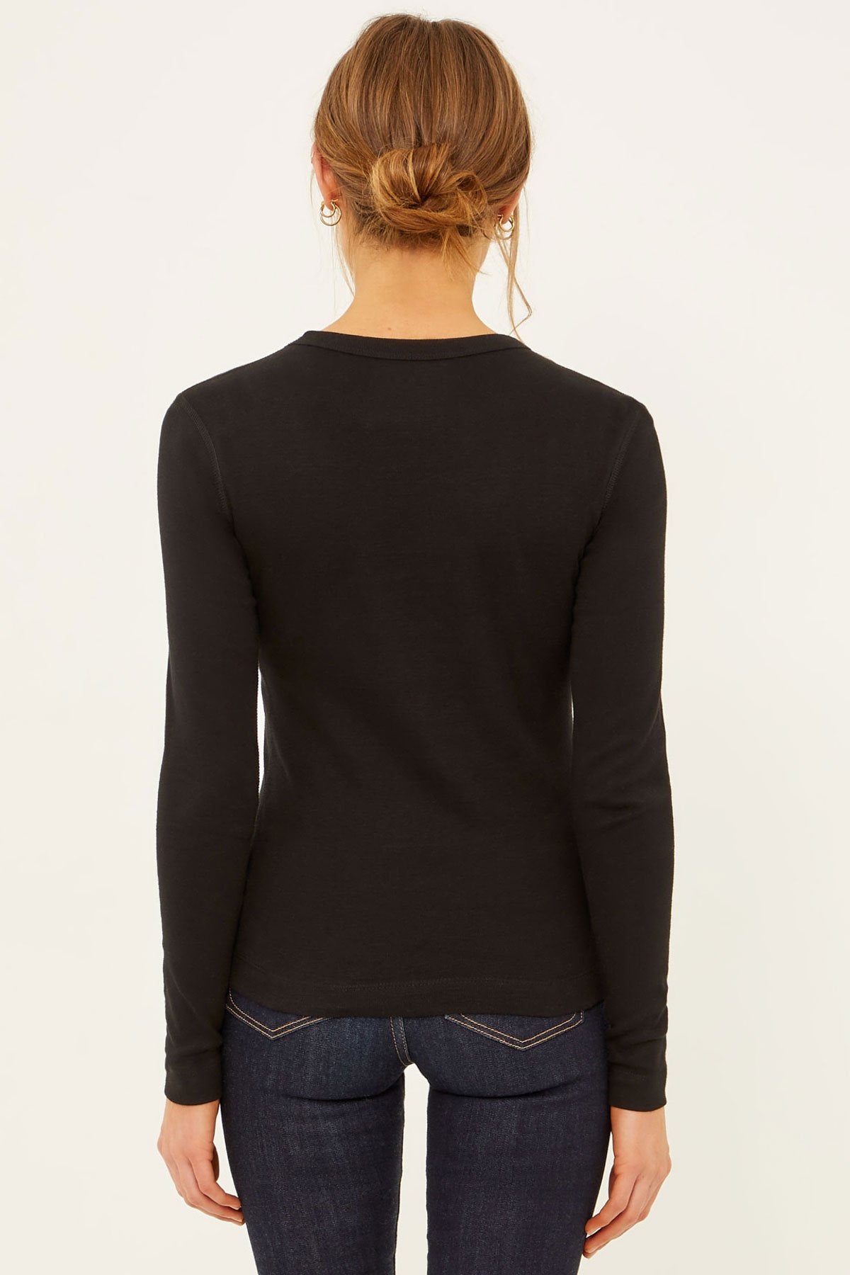 Essential Heritage Knit Crew-Neck Long Sleeve Tee | Black