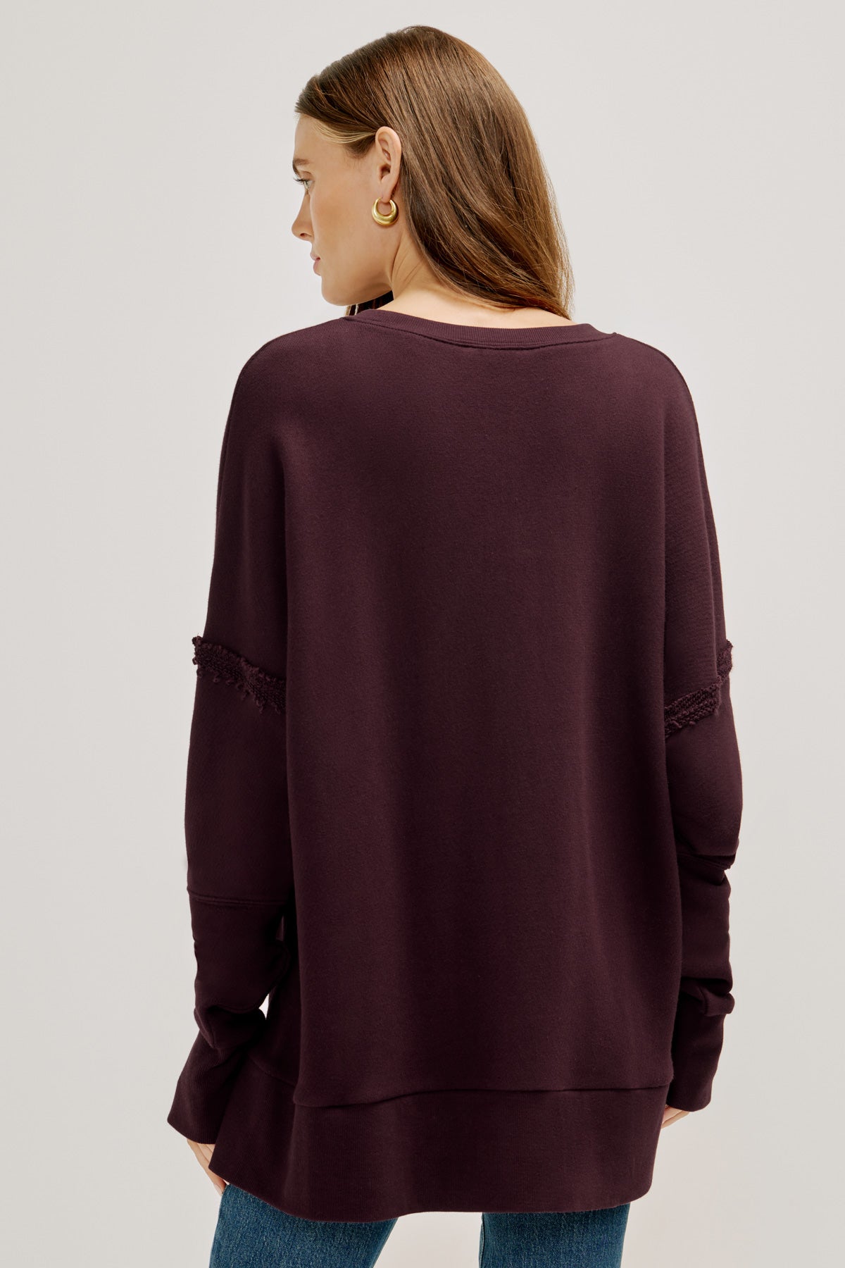 Three Dots Purple Oversized Soft Sweater high quality