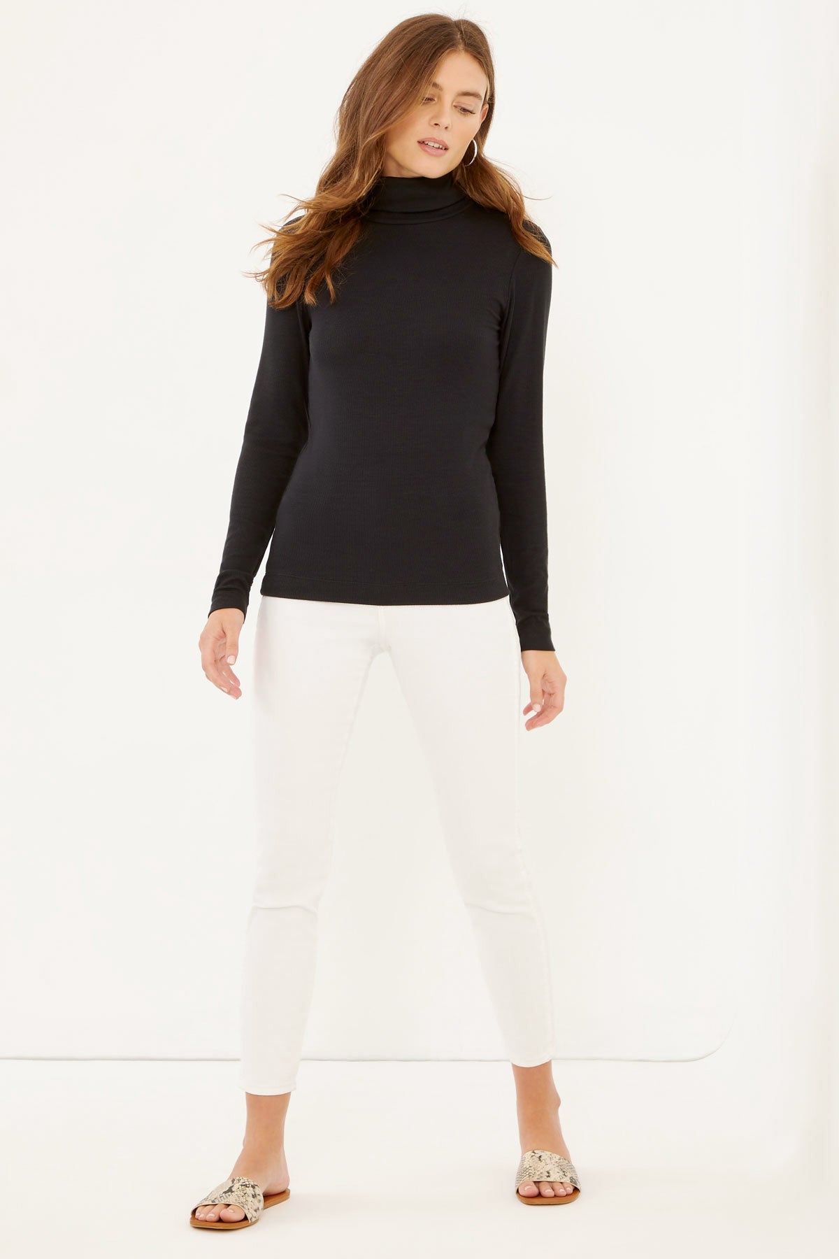 Refined Rib Long Sleeve Turtleneck | Black